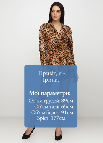 Комбинезон Zara комбинезон-шорты леопардовый коричневый кэжуал вискоза