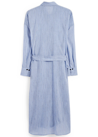 Голубое кэжуал платье рубашка C&A в полоску