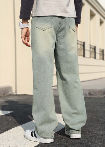 Голубые демисезонные прямые джинсы SHEIN