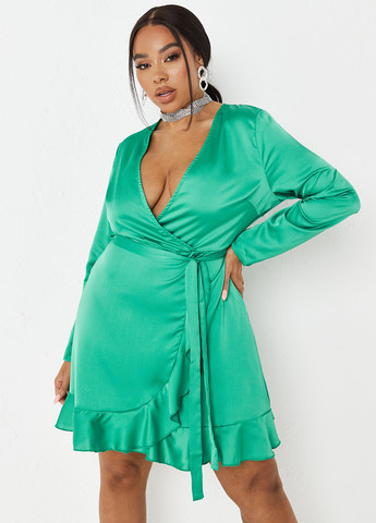 Зелена кежуал сукня на запах Missguided однотонна