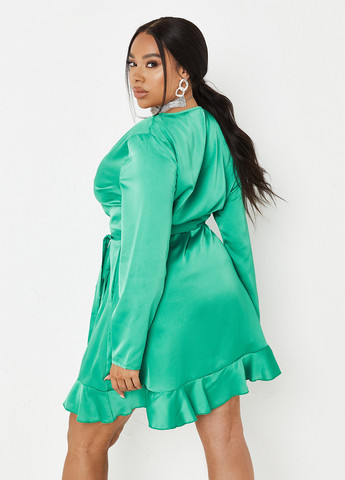 Зелена кежуал сукня на запах Missguided однотонна
