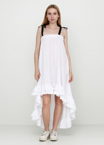 Белое кэжуал платье Lady однотонное