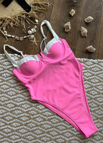 Розовый летний купальник женский цельный слитный NOVA VEGA