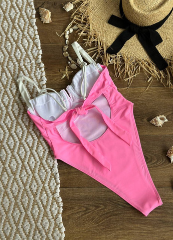 Розовый летний купальник женский цельный слитный NOVA VEGA