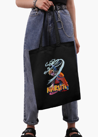 Эко сумка шоппер черная Наруто Узумаки (Naruto Uzumaki) (9227-2814-BK-1) Еко сумка шоппер чорна 41*35 см MobiPrint (221682904)