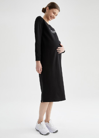 Черное кэжуал платье для беременных DeFacto с надписью