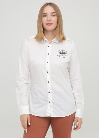 Белая кэжуал рубашка с надписями FRANCESCA E.VERSACE