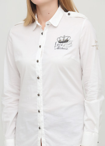 Белая кэжуал рубашка с надписями FRANCESCA E.VERSACE