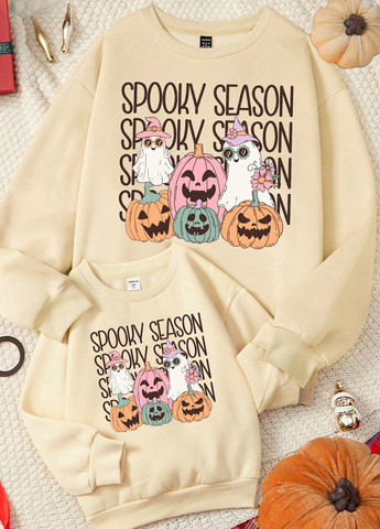 SHEIN світшот малюнок світло-бежевий кежуал поліестер