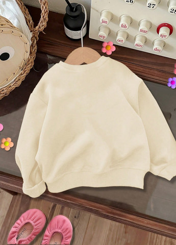 SHEIN світшот малюнок світло-бежевий кежуал поліестер