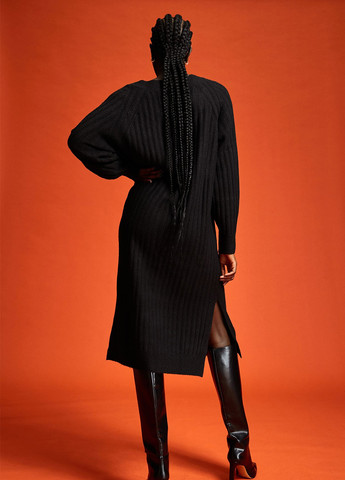 Чорна кежуал сукня зимова вільного крою H&M однотонна