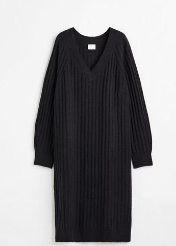 Чорна кежуал сукня зимова вільного крою H&M однотонна