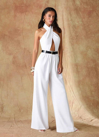 Комбінезон SHEIN комбінезон-брюки однотонний білий кежуал бавовна