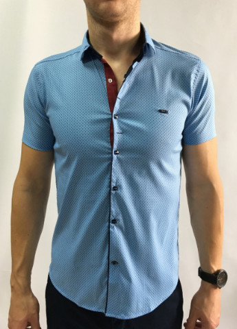 Синяя рубашка с логотипом Fashion Republic