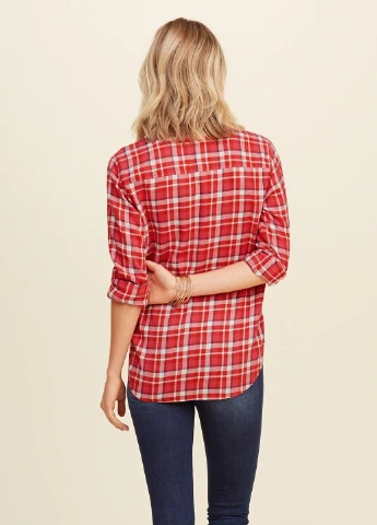 Красная кэжуал рубашка Hollister