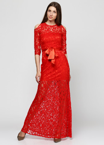 Красное вечернее платье Anastasia с абстрактным узором