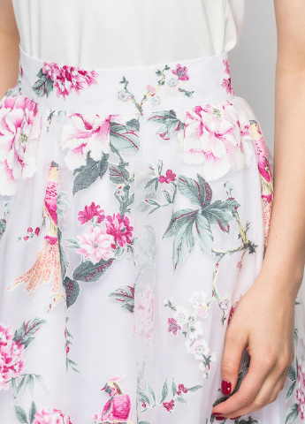 Белая кэжуал цветочной расцветки юбка Vovk а-силуэта (трапеция)
