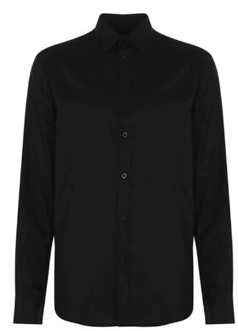 Черная кэжуал рубашка однотонная Pierre Cardin