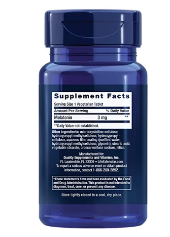 Мелатонин Melatonin, 3 mg, 60 Vegetarian Capsules Life Extension (254916596)