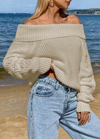 Светло-бежевый демисезонный свитер SHEIN