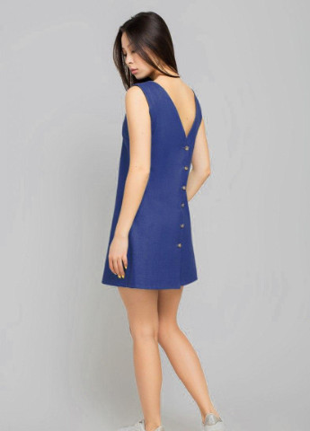 Темно-синя кежуал сарафан джинс темно-синій 48 MModa однотонна