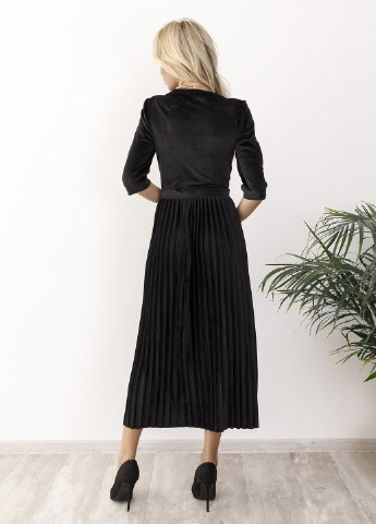 Чорна повсякденний сукня жіноча плісована ISSA PLUS однотонна