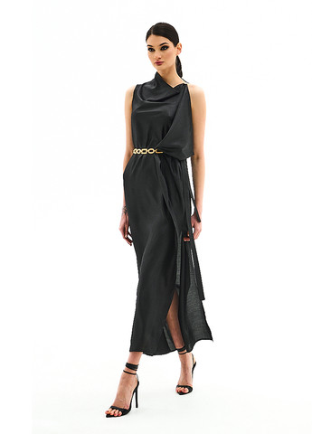 Черное кэжуал, вечернее платье в греческом стиле BGL однотонное