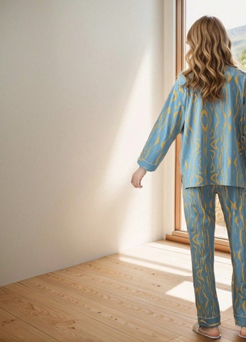 Сіро-голубий всесезон піжама (сорочка, штани) сорочка + брюки SHEIN