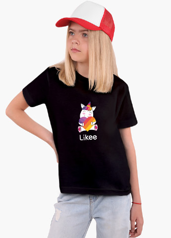 Чорна демісезонна футболка дитяча лайк єдиноріг (likee unicorn) (9224-1037) MobiPrint