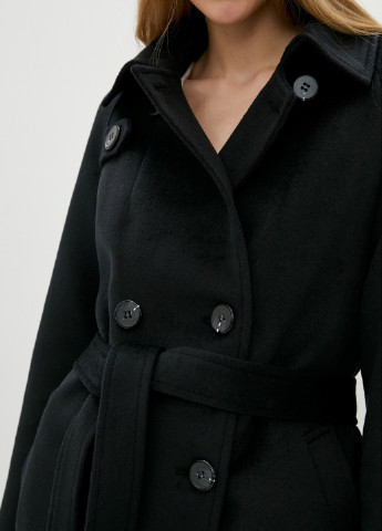 Черное демисезонное Пальто демисезонное черное 1753 двубортное DANNA