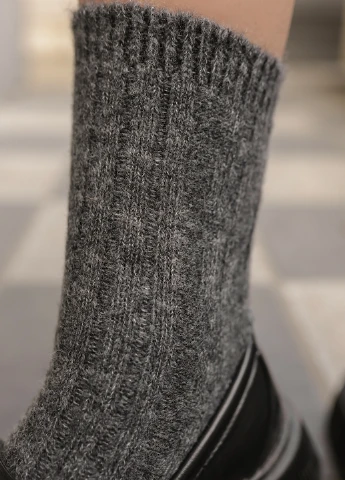 Тёмно-серые темно-серые носки из шерсти мериноса Mo Ko Ko Socks однотонные (253412752)