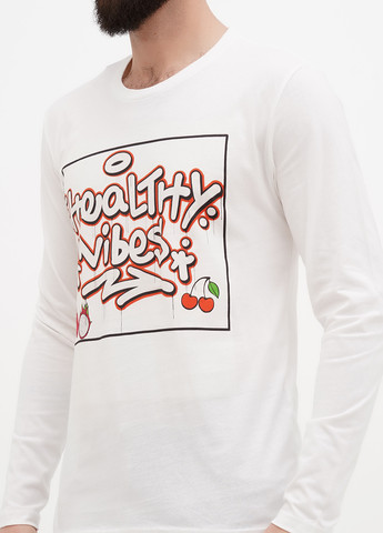 Белый демисезонный кэжуал лонгслив Next Level с надписями