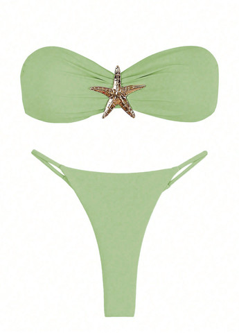 Салатовий літній купальник (ліф, трусики) балконет, роздільний SHEIN