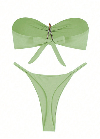 Салатовий літній купальник (ліф, трусики) балконет, роздільний SHEIN