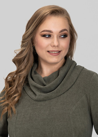 Оливковое (хаки) кэжуал платье клеш A'll Posa однотонное