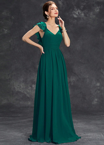 Темно-зеленое вечернее платье а-силуэт SHEIN однотонное