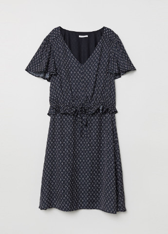 Черно-белое кэжуал платье для кормящих а-силуэт H&M с геометрическим узором