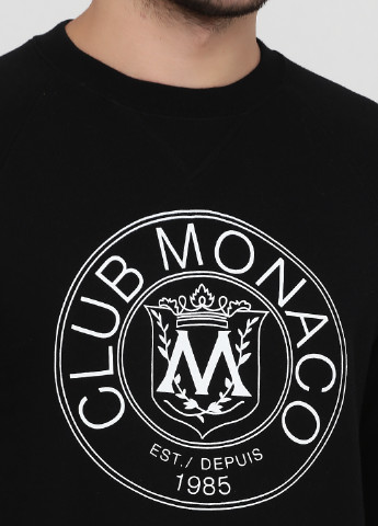 Свитшот Club Monaco - Прямой крой надпись черный кэжуал хлопок, трикотаж - (245044413)