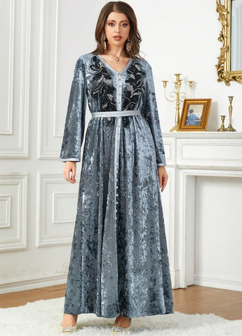 Сіра кежуал, вечірня сукня SHEIN однотонна