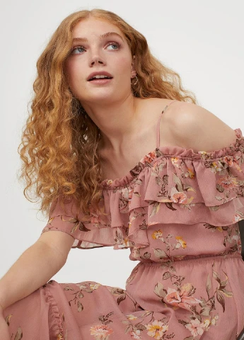 Розовое кэжуал платье H&M