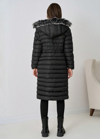 Черная зимняя куртка куртка-пальто SHEIN