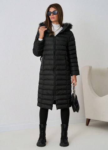 Черная зимняя куртка куртка-пальто SHEIN