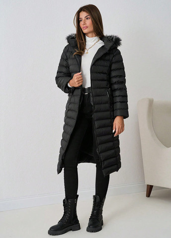 Черная зимняя куртка куртка-пальто SHEIN