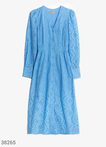 Голубое повседневный голубое платье с вышивкой Gepur