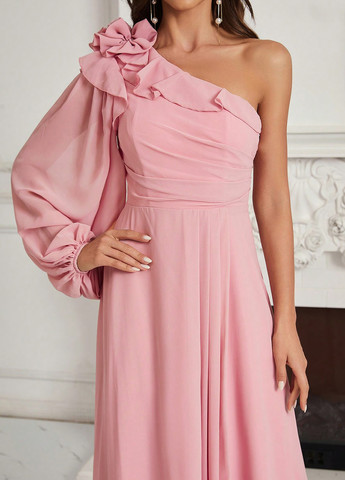 Світло-рожева святковий, вечірня сукня а-силует SHEIN однотонна