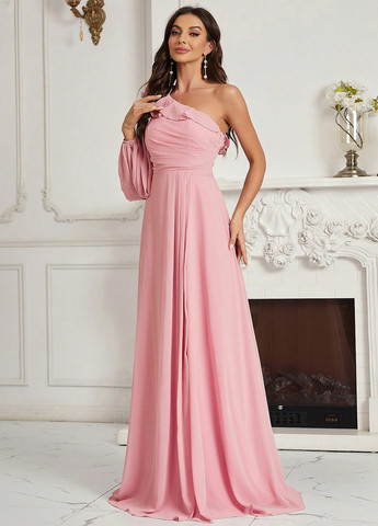 Світло-рожева святковий, вечірня сукня а-силует SHEIN однотонна