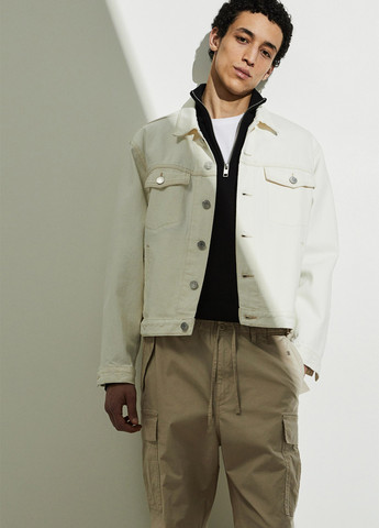 Светло-бежевые спортивные, кэжуал демисезонные карго брюки H&M