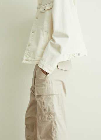 Светло-бежевые спортивные, кэжуал демисезонные карго брюки H&M