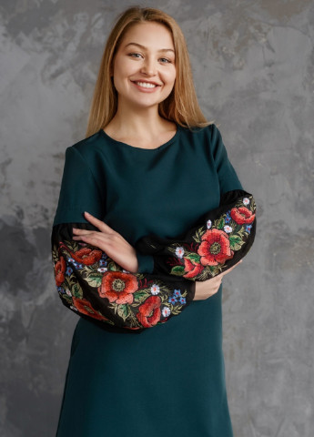 Зеленое вечернее платье Vyshyvanka однотонное