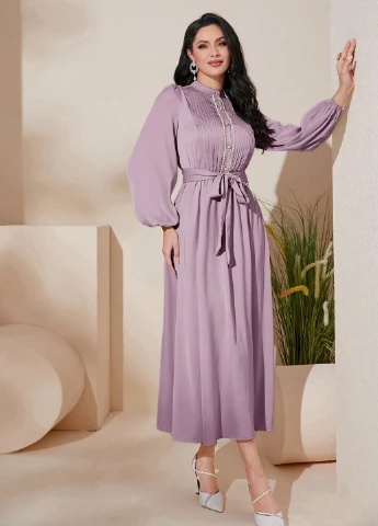 Светло-розовое кэжуал платье а-силуэт SHEIN однотонное